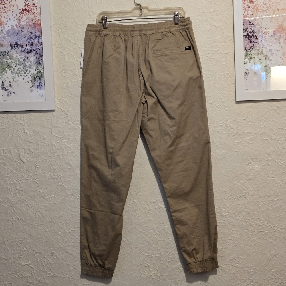VOLCOM Mens Khaki Jogger Pant Sinched Cuff Stretch Waistband Casual Gorp Size L - Picture 4 of 15
